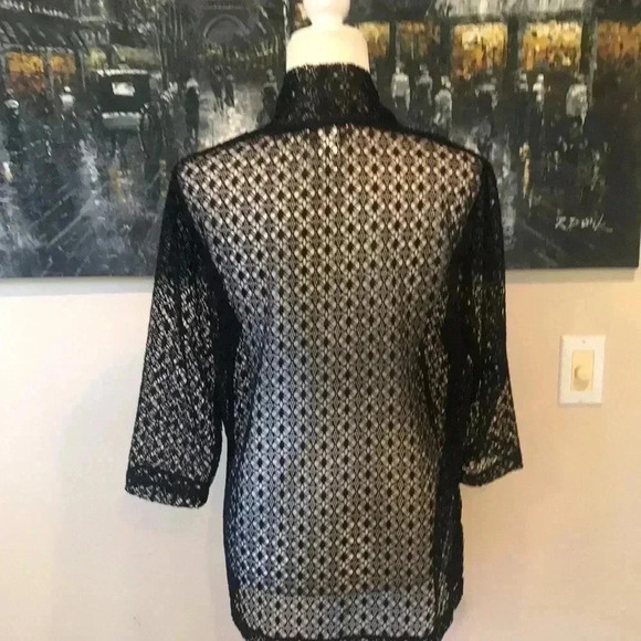 Draper’s and Damon’s Open Front Floral Mesh Cardigan-Size PM - Picture 2 of 6